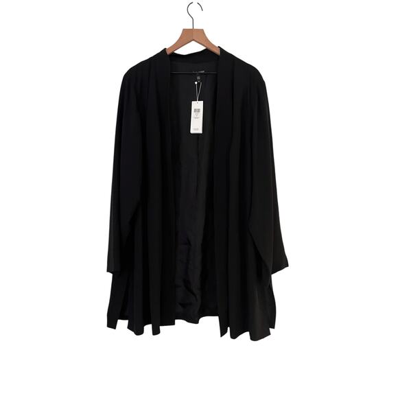 Eileen Fisher 100% Silk Georgette Crepe Long Jacket Cardigan Pockets Size 3X NWT
